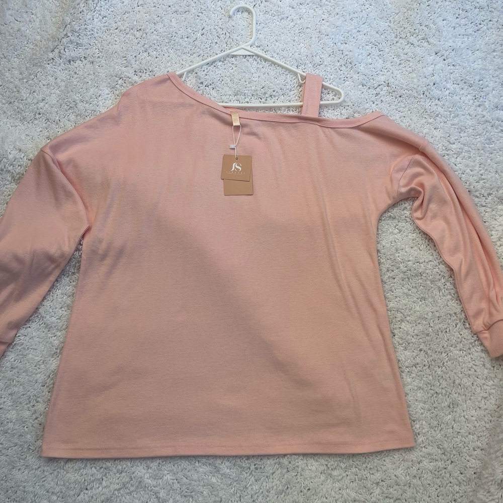 Jinkesi Pink Off The Shoulder / Cold Shoulder Long Sleeve Sweater, Size 2X , NWT - Picture 9 of 13
